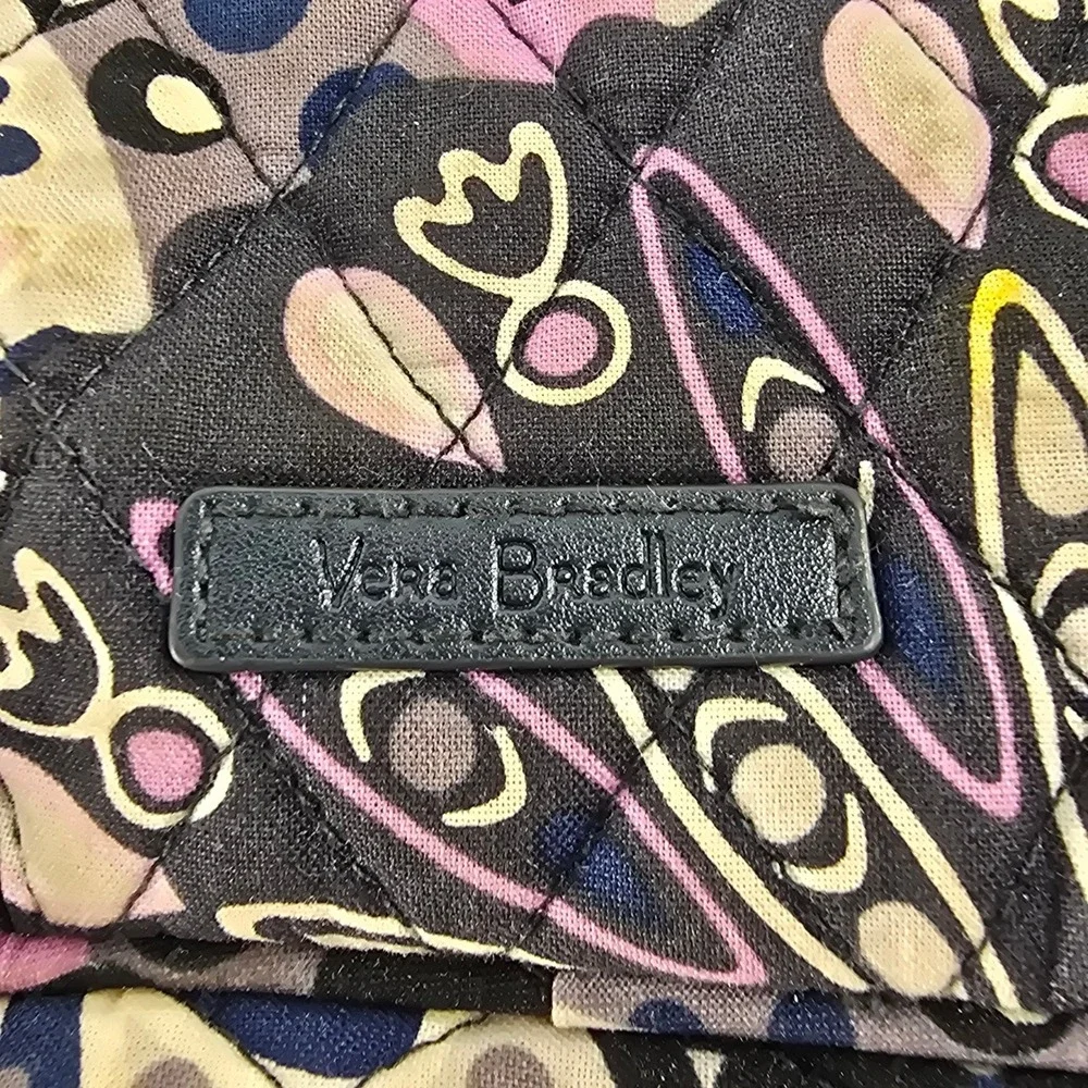 Vera Bradley Quilted Lunch Bag Purple Black Floral Mandala Insulated Travel Tote